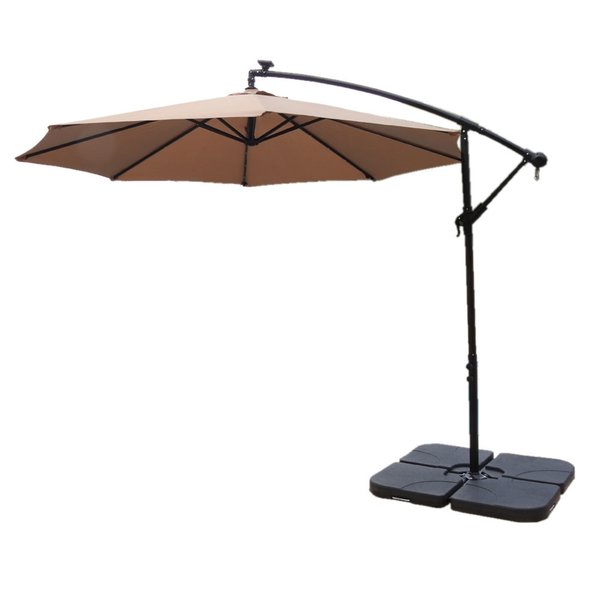 Hiland Offset Cantilever Umbrella in Tan with LED Lights CT-UMB-T